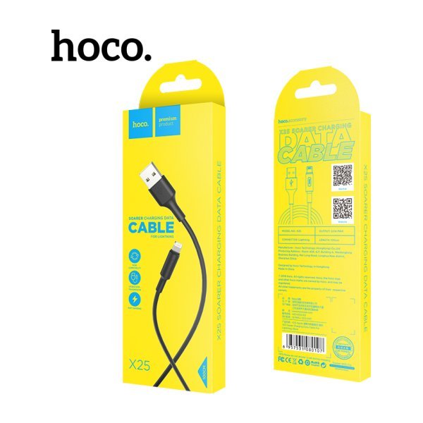 USB kabelis Hoco X25 Lightning 1.0m juodas
