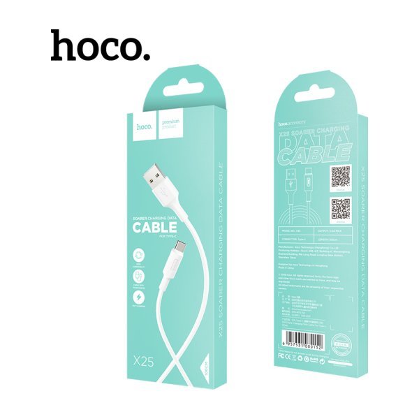 USB kabelis Hoco X25 Type-C 1.0m baltas