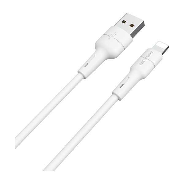 USB kabelis Borofone BX30 Lightning 1.0m silikoninis baltas
