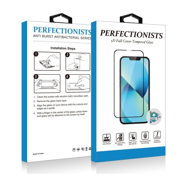 LCD apsauginis stikliukas 5D Perfectionists Apple iPhone 13 / 13 Pro / 14 / 16e / 17e lenktas juodas