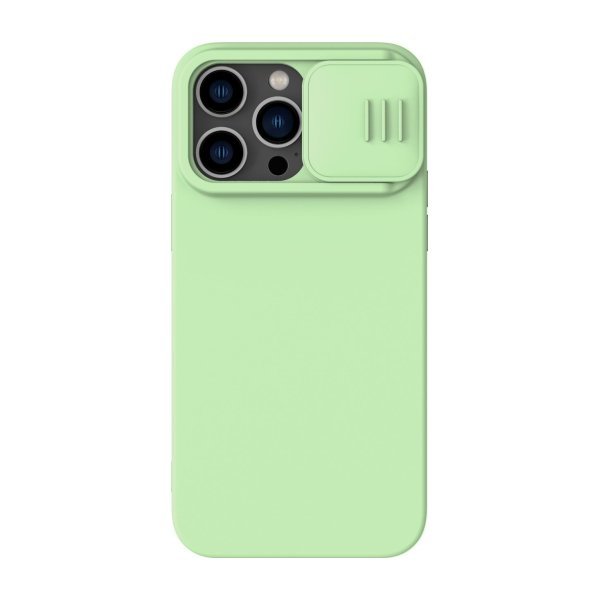 Dėklas Nillkin CamShield Silky Magnetic Silicone Apple iPhone 14 Pro Max šviesiai žalias