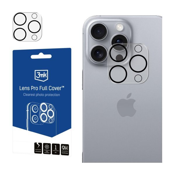 Защитное стекло камеры 3mk Lens Pro Apple iPhone 16 Pro / 16 Pro Max чёрный