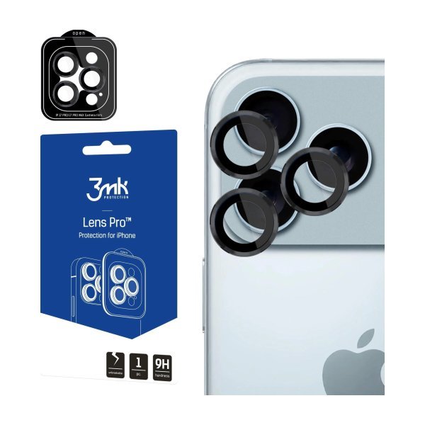 Apsauginis stikliukas kamerai 3mk Lens Pro Apple iPhone 17 Pro / 17 Pro Max juodas