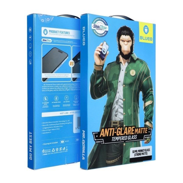 LCD apsauginis stikliukas 5D Mr. Monkey Glass (Strong Matte) Apple iPhone 17 Pro juodas